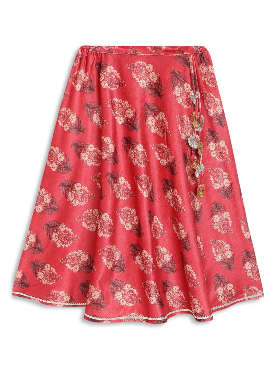 Ahalyaa Girls Floral Printed Velvet Ready to Wear Kids Lehenga Choli - Distacart