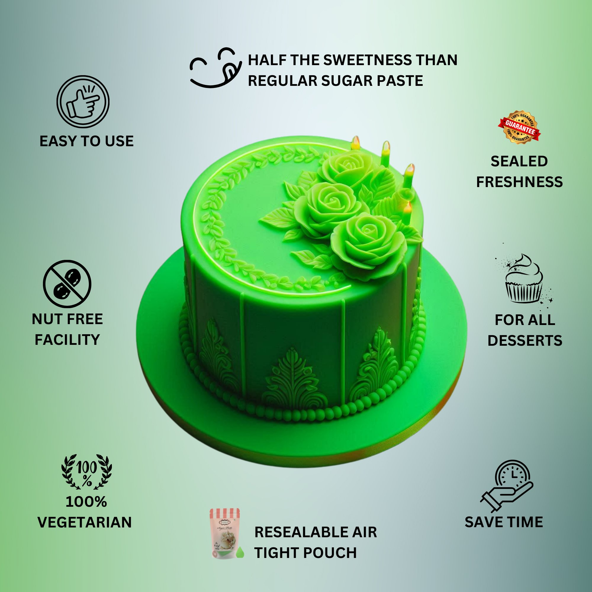 confect neon green sugarpaste br b 250 gms b