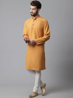 Even Apparels Yellow Solid Kurta With Band Collar - Distacart