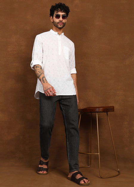 Fabmade Whisper Weave Linen Short Kurta