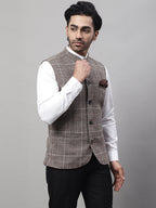 Even Apparels Men's Beige Pure Wool Nehru Jacket