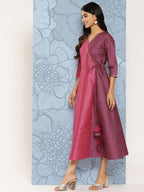 Ahalyaa Colourblocked Printed Wrap Ethnic Dress