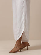 trueBrowns Cotton White Textured Curve Pant