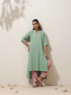 trueBrowns Mint Green Cotton Linen Kurta Pant Set - Distacart