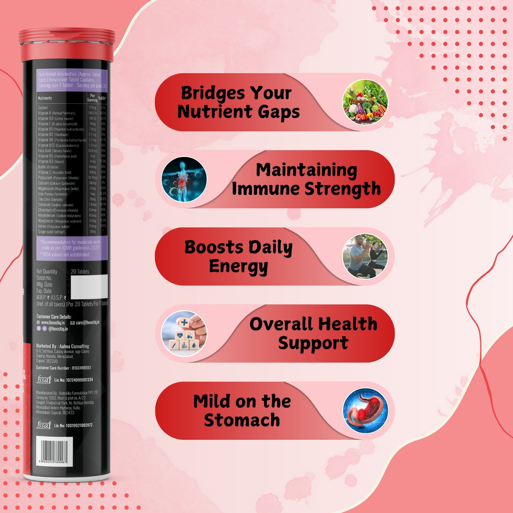 BOOSTIQ Multivitamin EEffervescent Tablets - Watermelon Flavour