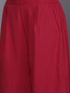 Ahalyaa Women Maroon Floral Empire Kurta with Palazzos