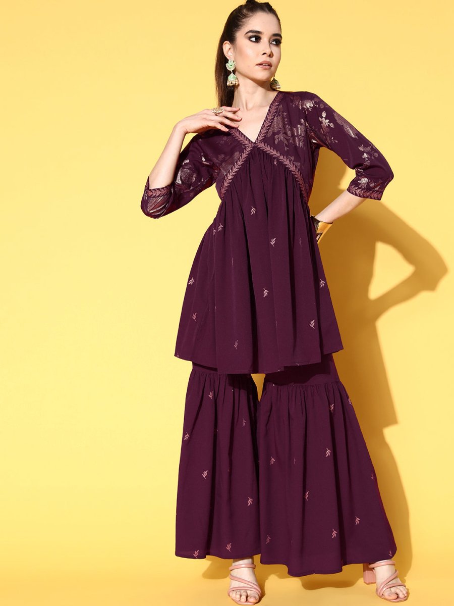 Ahalyaa Women Floral Printed Kurti with Sharara