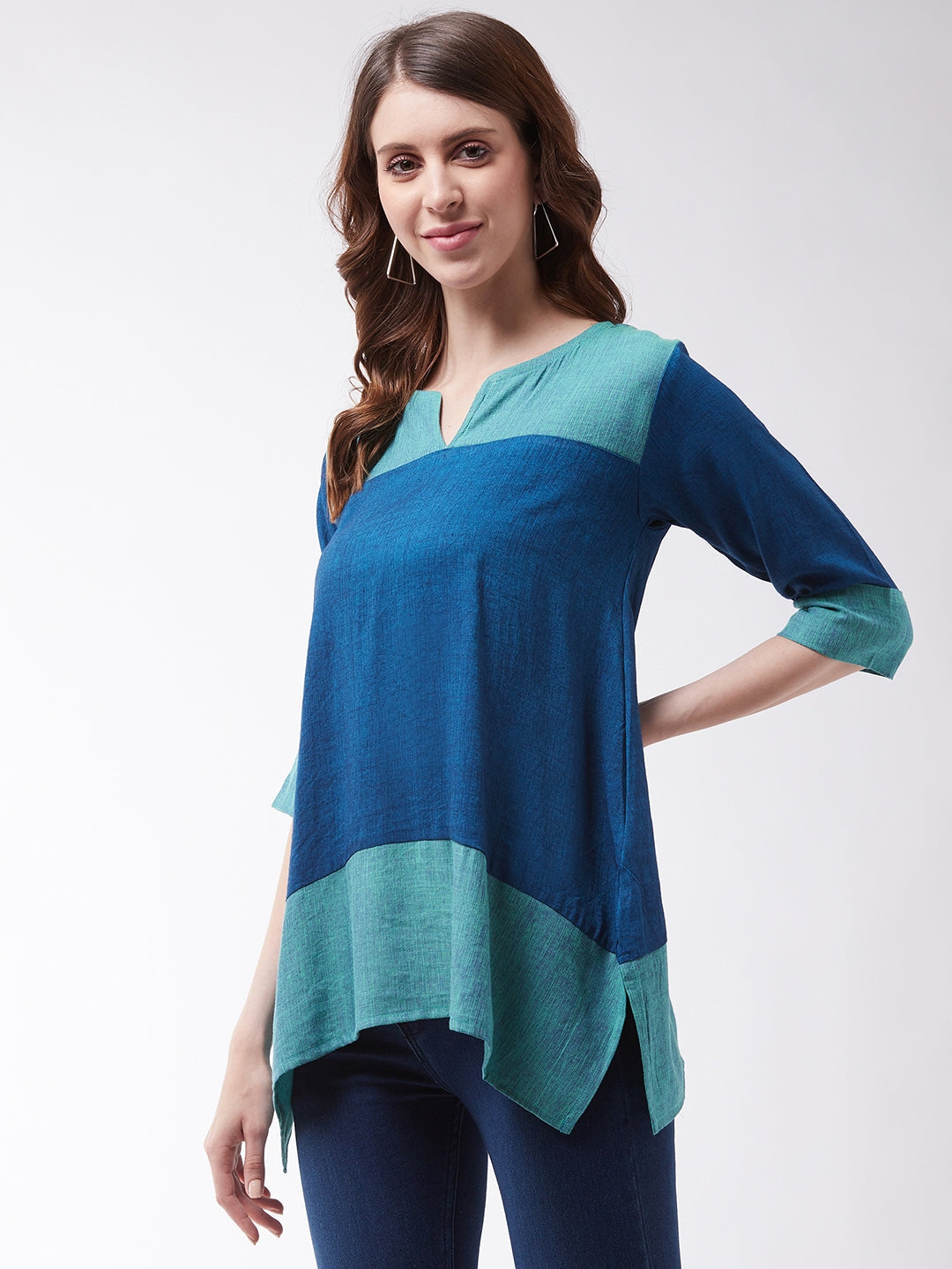 InWeave Women's Peacock Blue Top