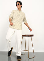 Fabmade Sandline Stripe Linen Kurta