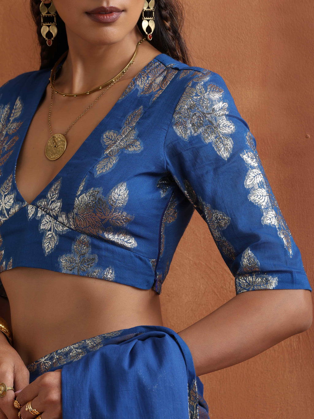 trueBrowns Blue Metallic Blouse