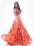 Myra Red Jaquard Embroidered Designer Lehenga - Distacart