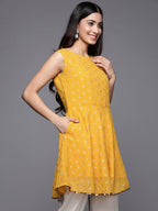 Ahalyaa Boat Neck Printed Embellished Tunic