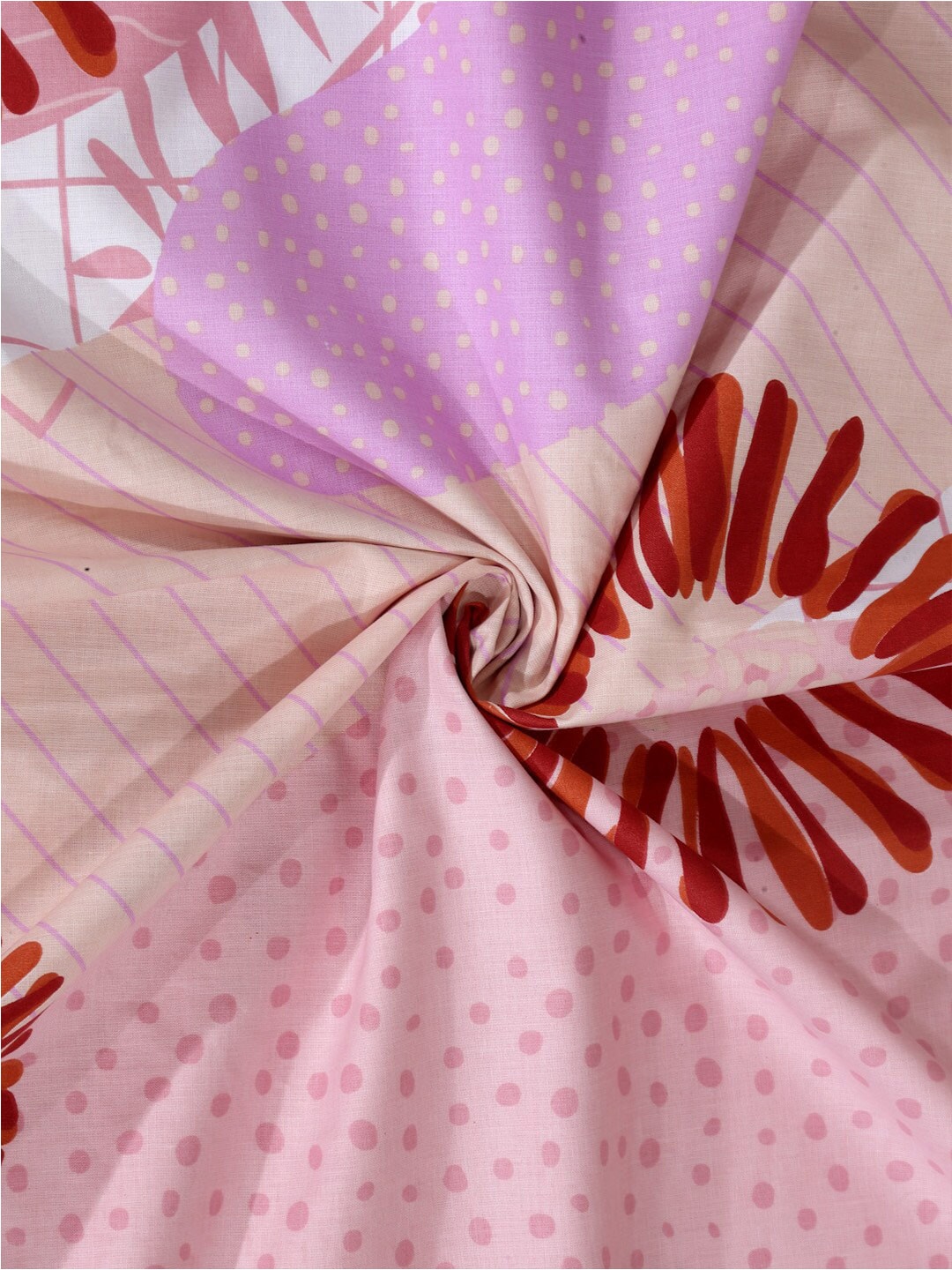 BOMBAY DYEING Serenita Pink Printed Cotton 144 TC Queen Bedsheet with 2 Pillow Covers