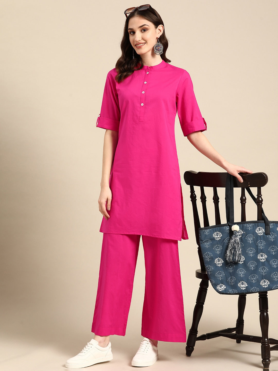 Sangria Women Pure Cotton Kurta with Palazzos