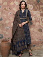 Sangria Printed Pure Cotton Kurta with Trousers & With Dupatta