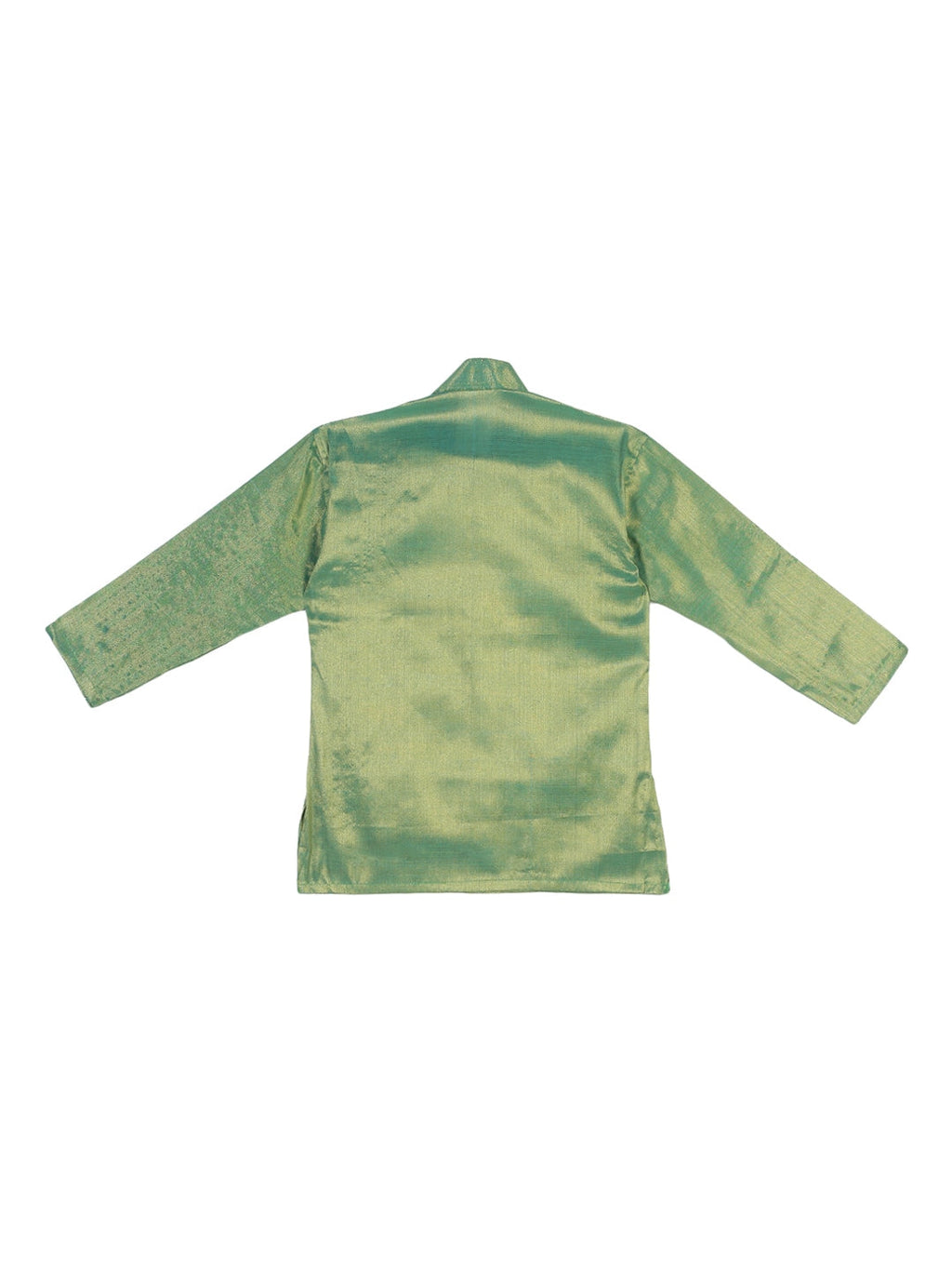 Sethukrishna Boys Green & Cream-Coloured Solid Kurta with Pyjamas