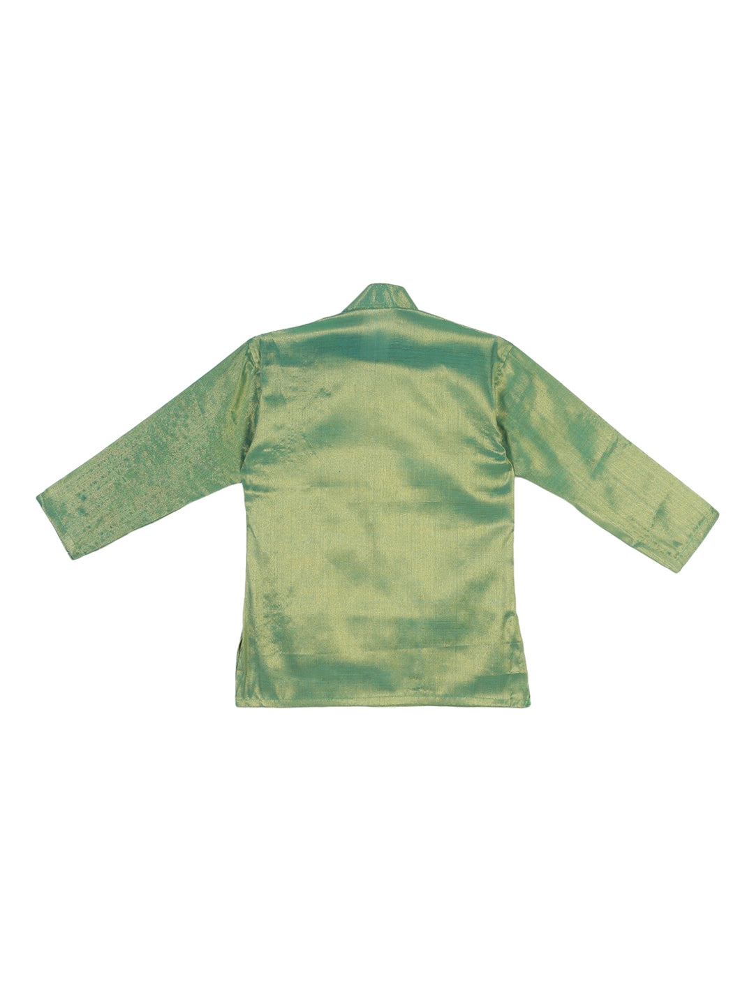Sethukrishna Boys Green & Cream-Coloured Solid Kurta with Pyjamas