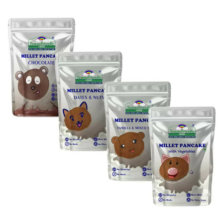 TummyFriendly Foods Aluminium-Free Millet Pancake Mixes Trial Packs with Chocolate, Nuts, Seeds, Veggies
