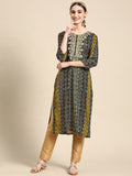 Sangria Women Blue Bandhani Embroidered Thread Work Kurta