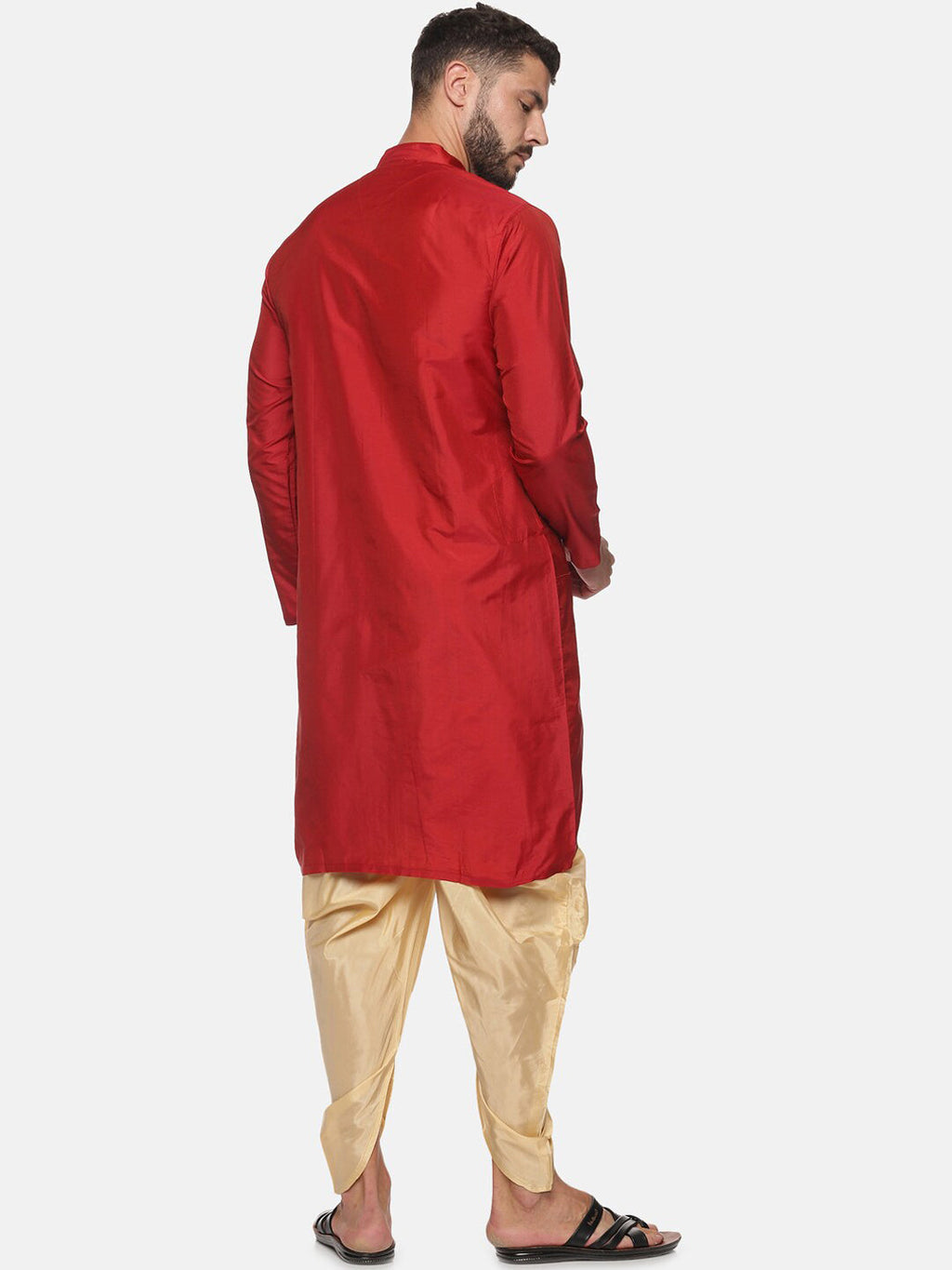 Sethukrishna Men Maroon Angrakha Kurta with Dhoti Pants - Distacart