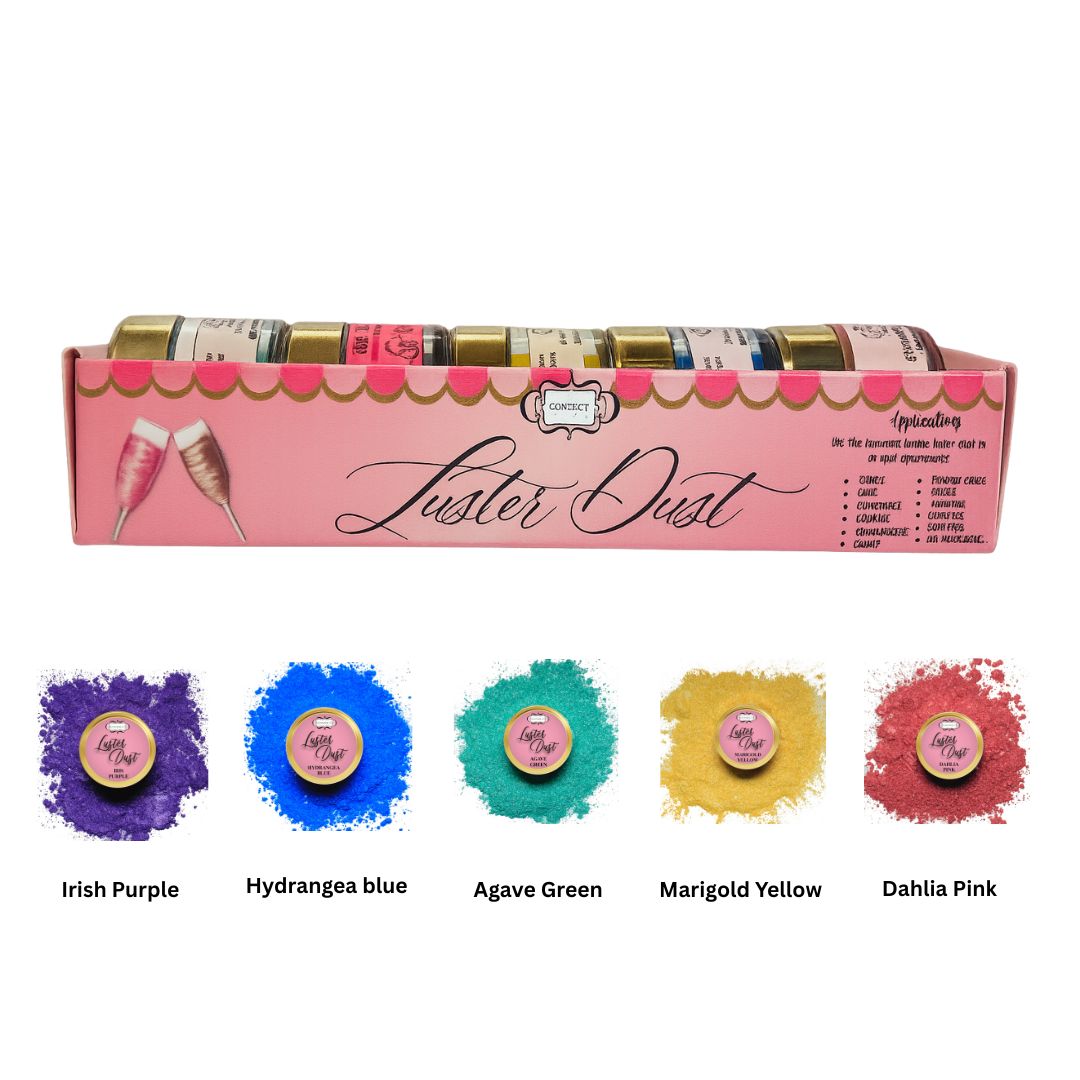 edible luster dust pack of 5 rose gold gold bronze wine red copper 25 gm