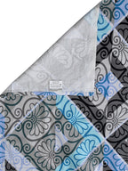 BOMBAY DYEING Epigram Blue & Grey Ethnic Cotton 120 TC Queen Bedsheet With 2 Pillow Covers