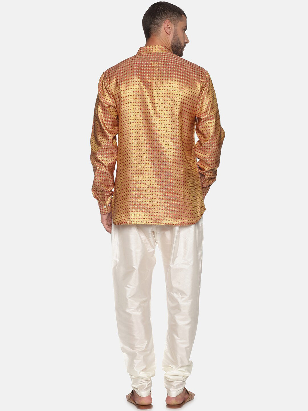 Sethukrishna Men Gold-Toned Self Design Kurta with Churidar - Distacart