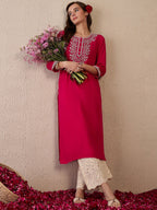 Indo Era Women Floral Embroidered Thread Work Kurta - Distacart