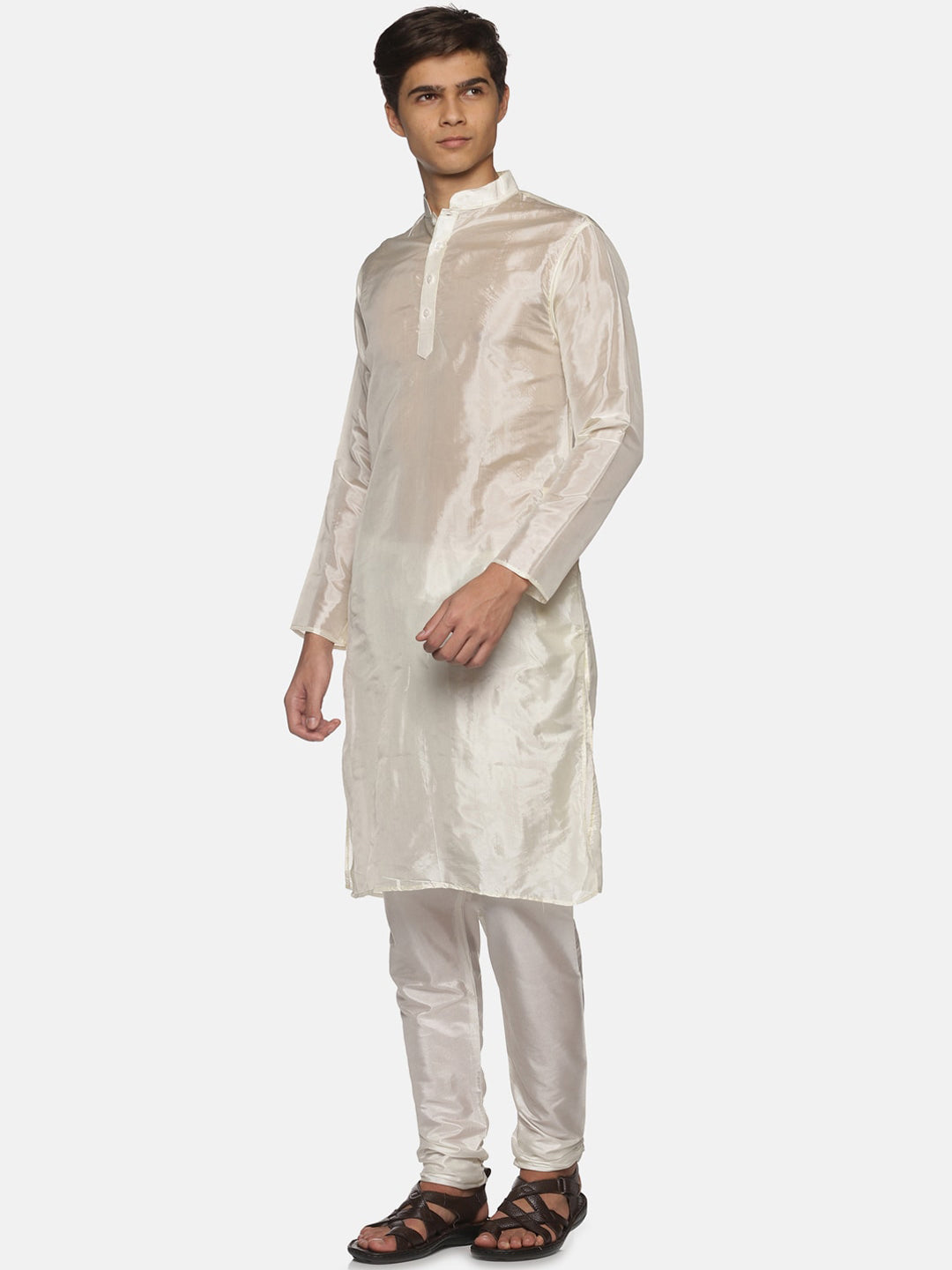 Sethukrishna Men Cream-Coloured Kurta with Pyjamas - Distacart