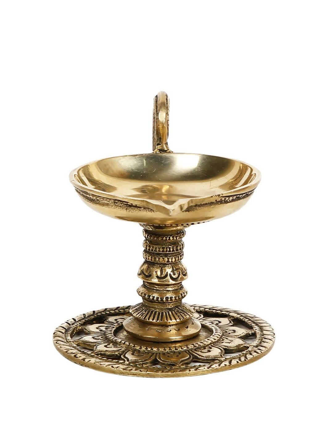 CraftVatika Gold-Toned Handmade Oil Lamp Showpiece