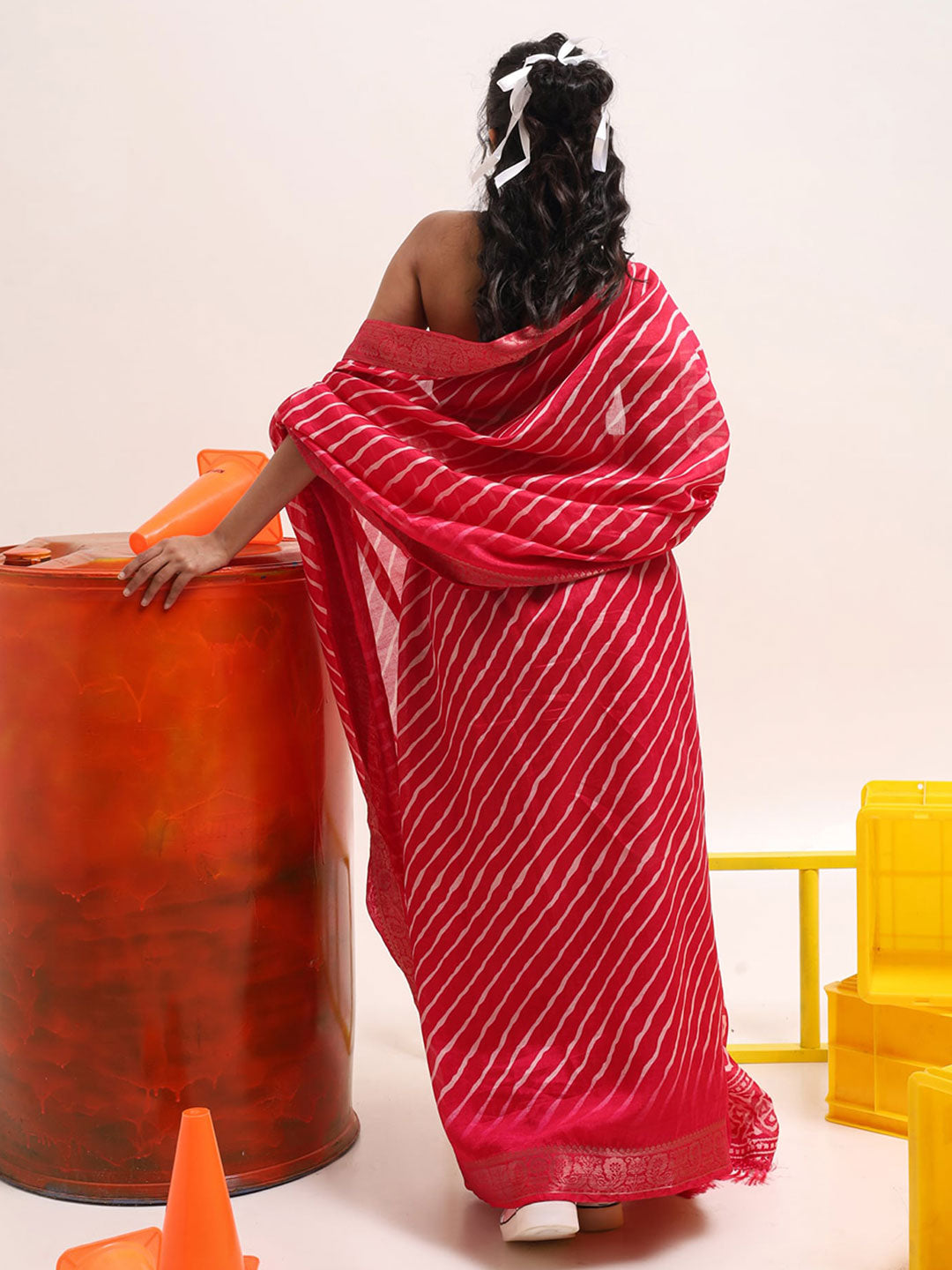 Tikhi Imli Leheriya Jute Silk Ready to Wear Saree