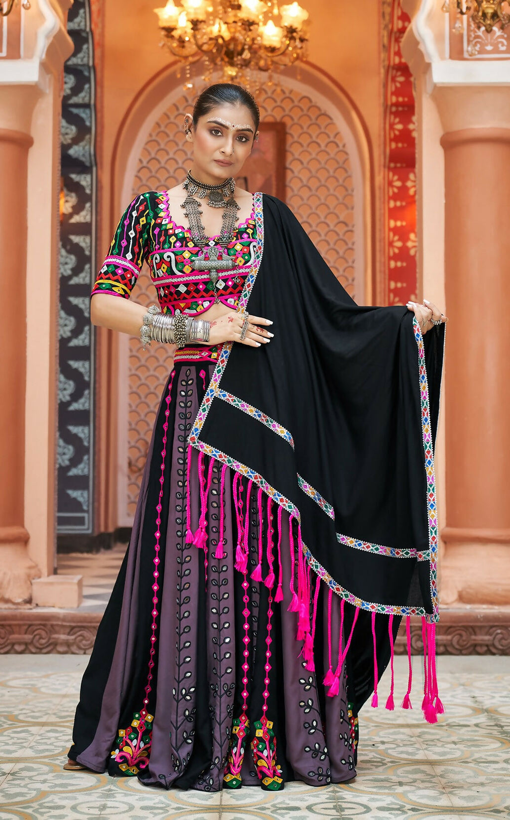 AI Fashion Multi Color Viscose Rayon Designer Navratri Lehenga Choli Collection