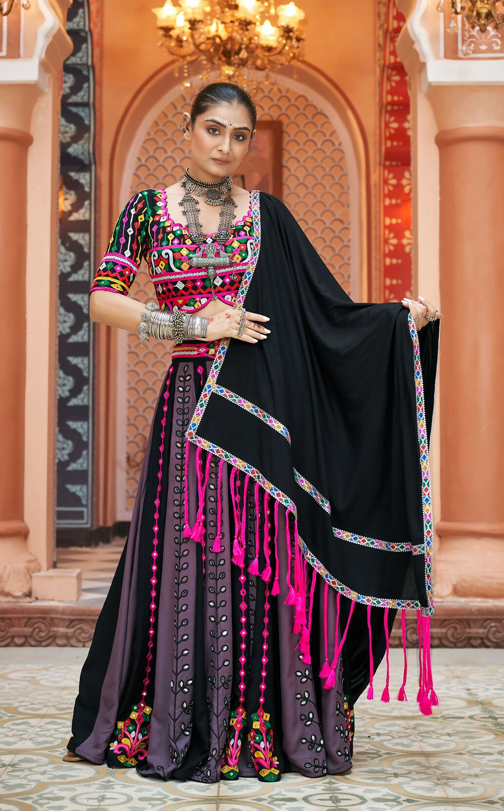 AI Fashion Multi Color Viscose Rayon Designer Navratri Lehenga Choli Collection