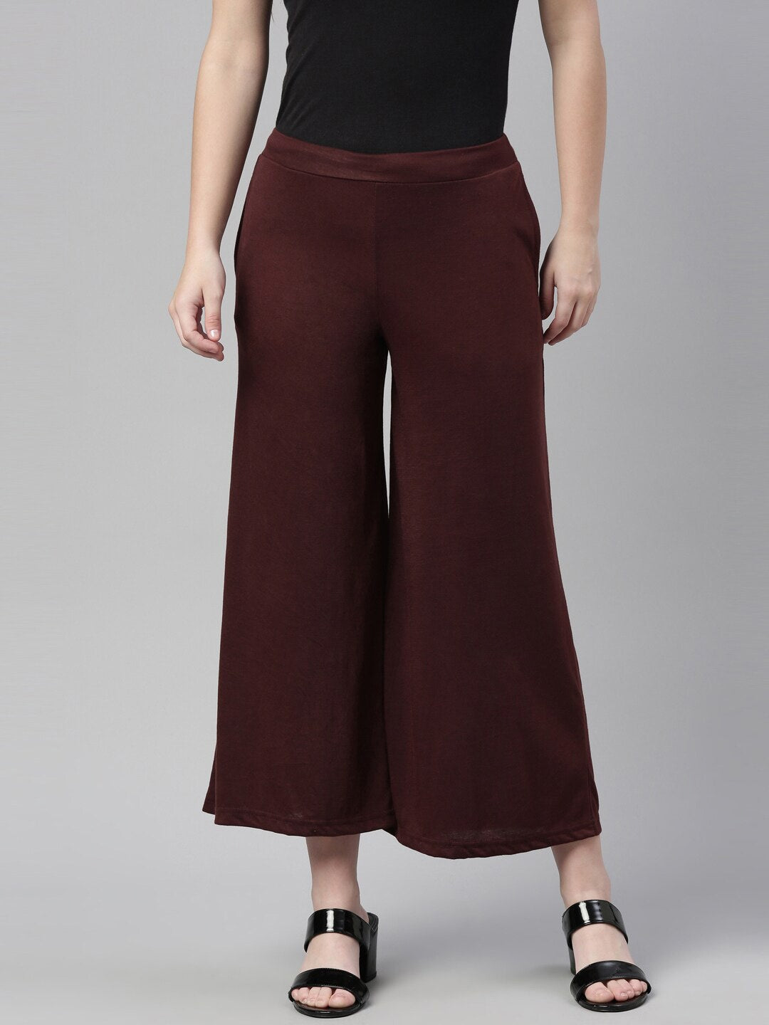 Souchii Brown Knitted Ethnic Palazzos - Distacart