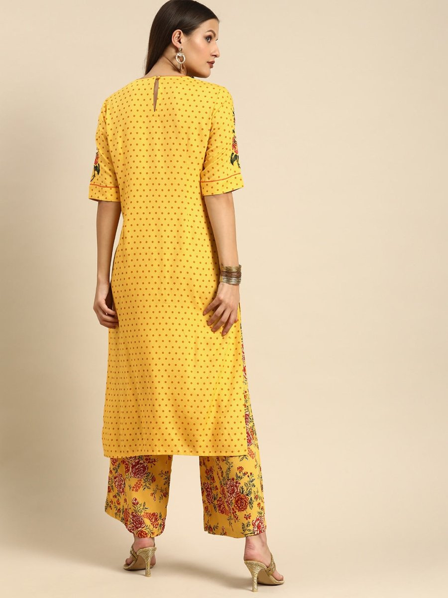 All About You Women Yellow Printed Kurta with Palazzos