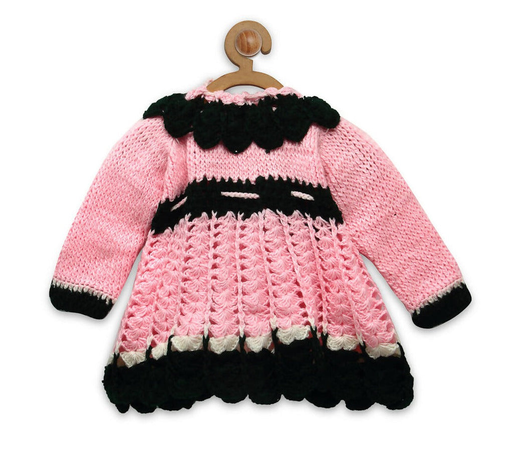 Chutput Kids Pink Ice Kitty Design Solid Pullover Sweater