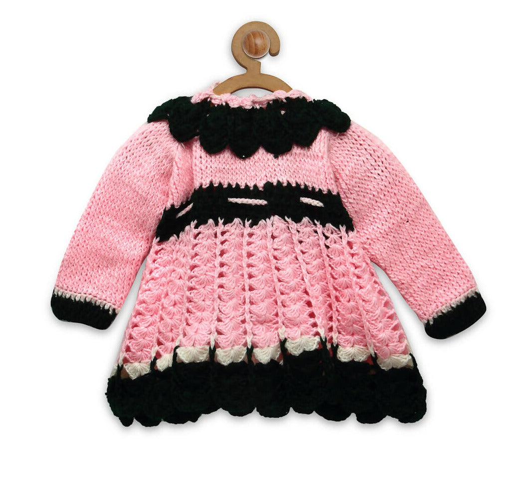 Chutput Kids Pink Ice Kitty Design Solid Pullover Sweater