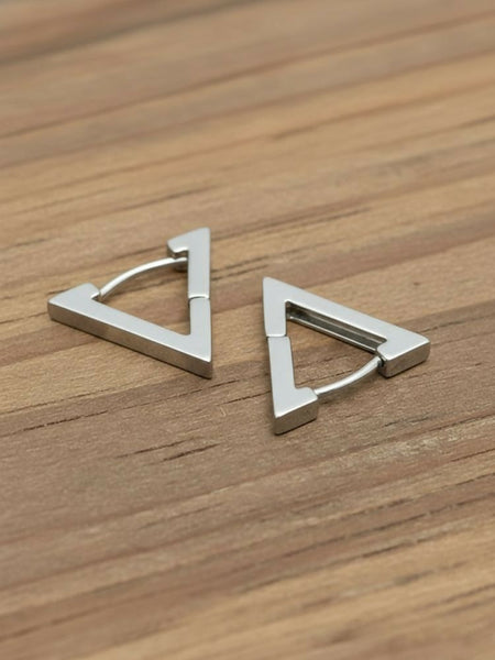 NVR Men's Silver Plated Geomatric Shaped Stud Earrings