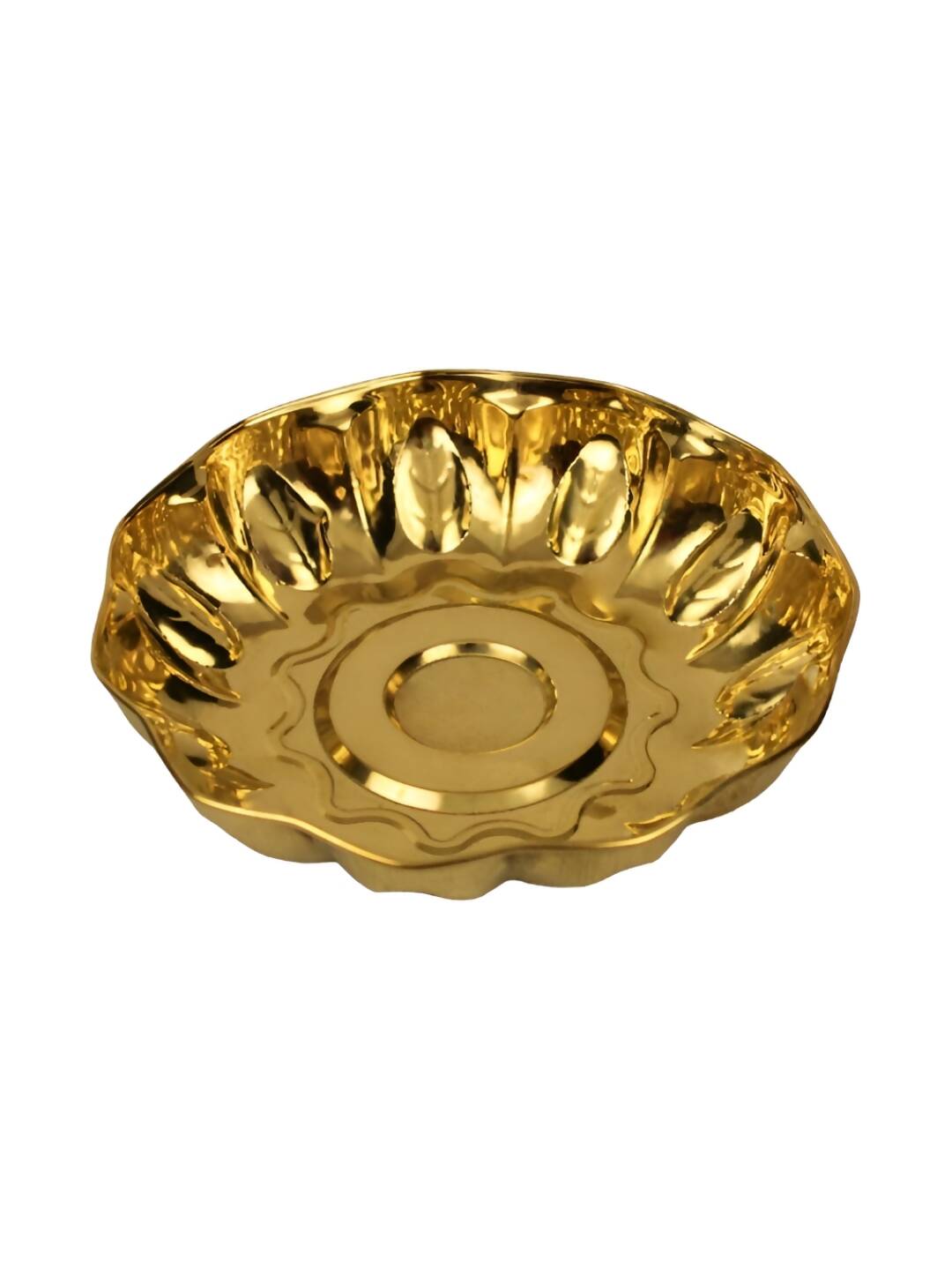 Spillbox Gold Toned Textured Pooja Thali