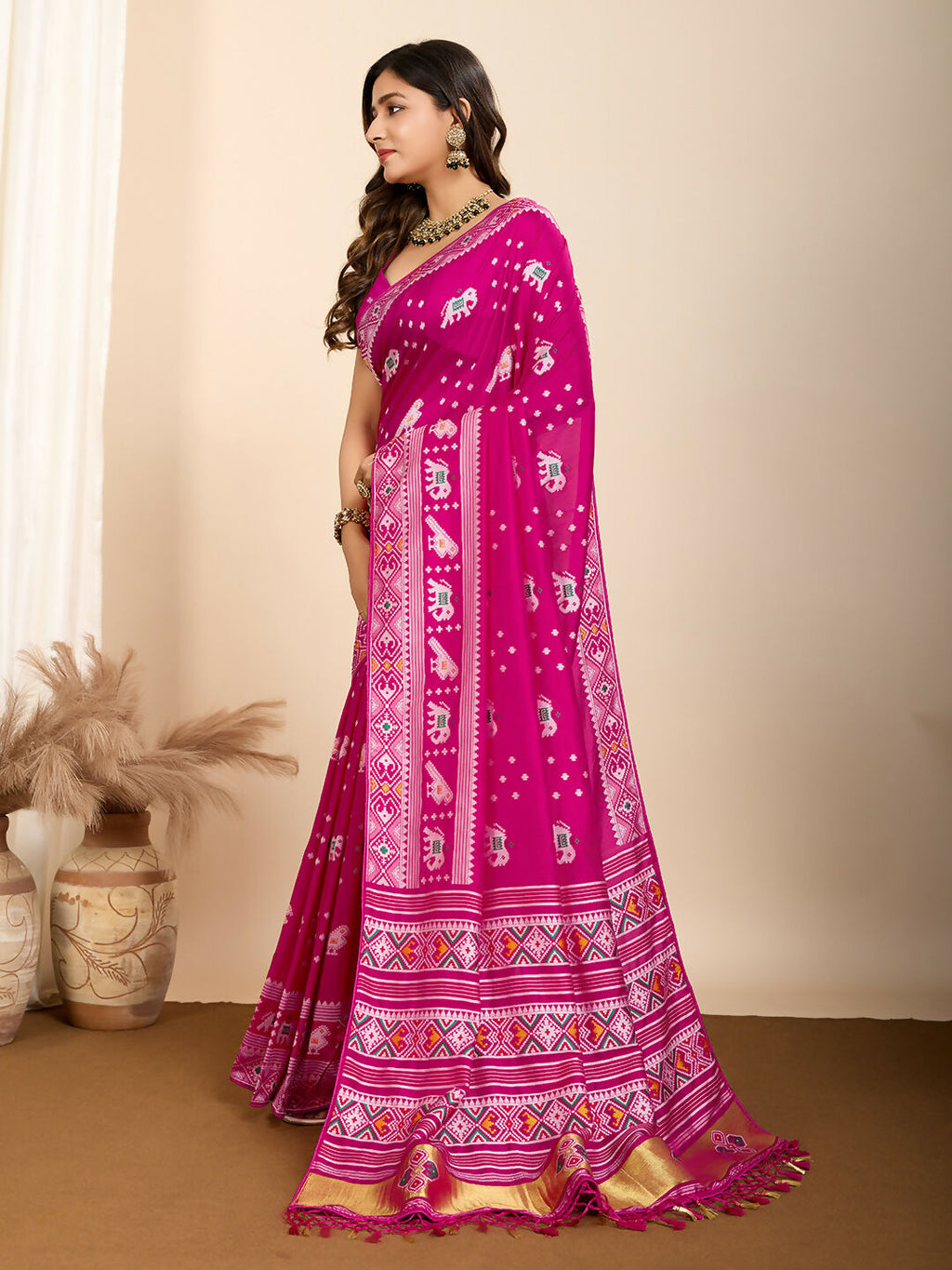 Pink Soft Silk Woven Meenakari Designer Saree - Vedanti