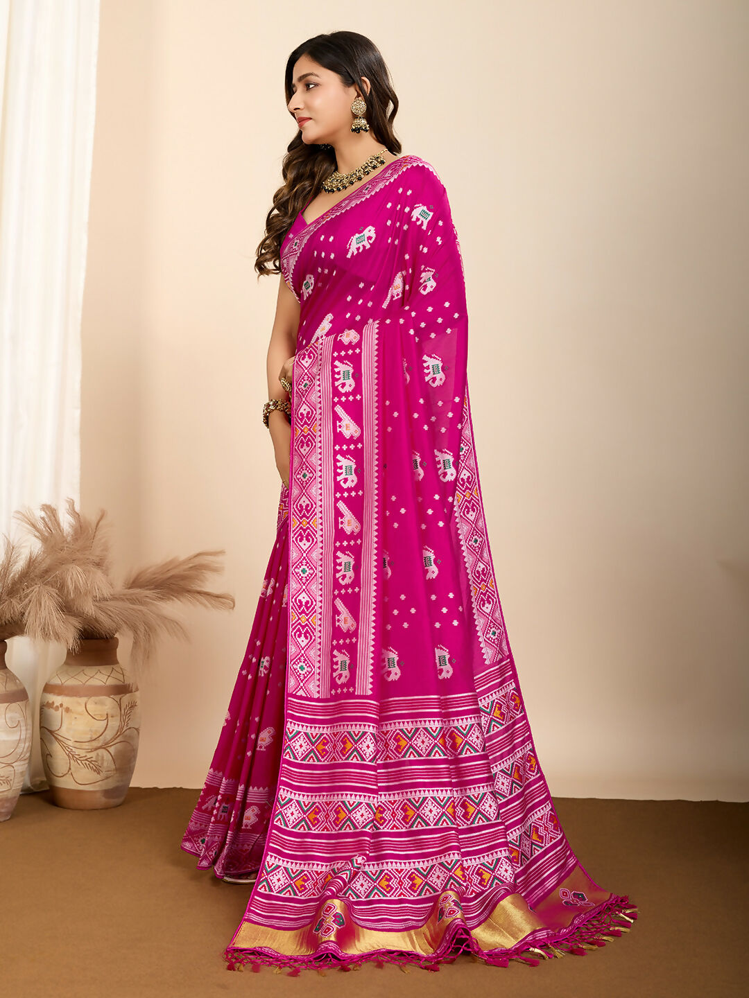 Pink Soft Silk Woven Meenakari Designer Saree - Vedanti