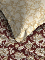 MYTRIDENT Red White Ethnic Motifs Cotton 120 TC Queen Bedsheet With 2 Pillow Covers