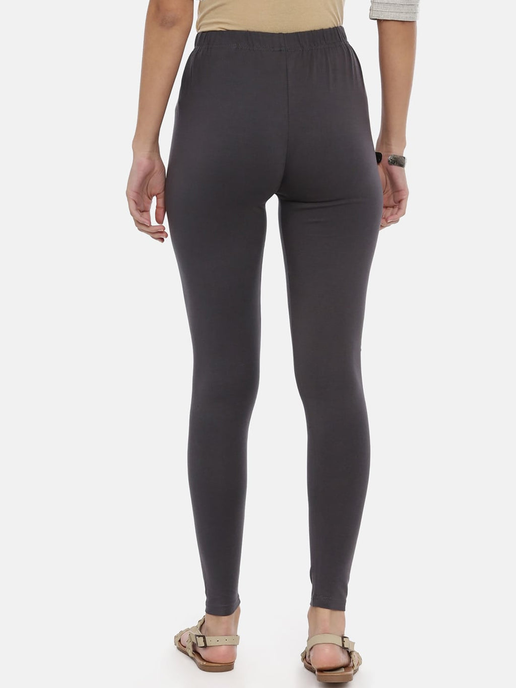 Souchii Grey Solid Slim-Fit Ankle-Length Leggings - Distacart