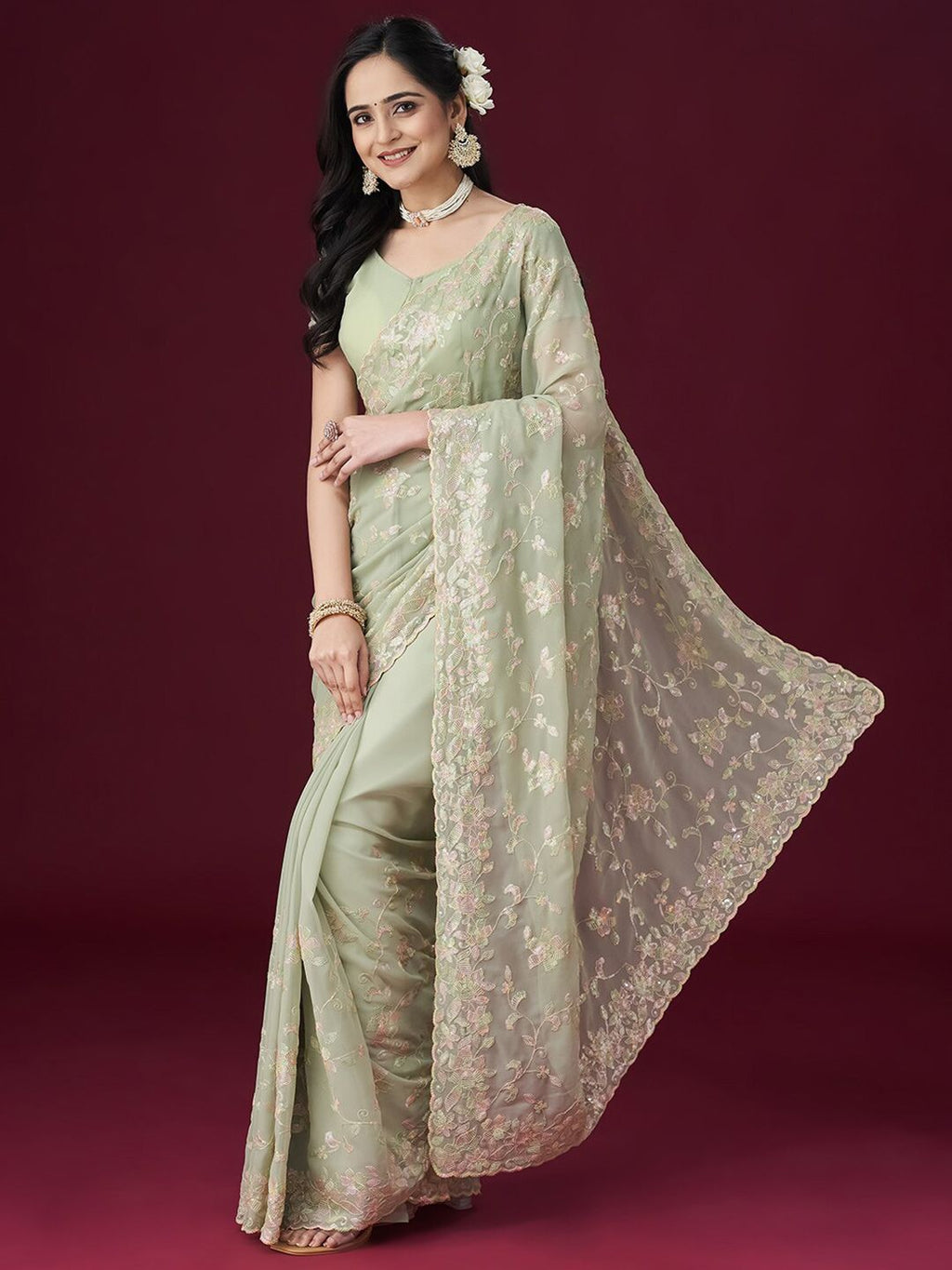 kasee Embellished Sequinned Saree - Distacart
