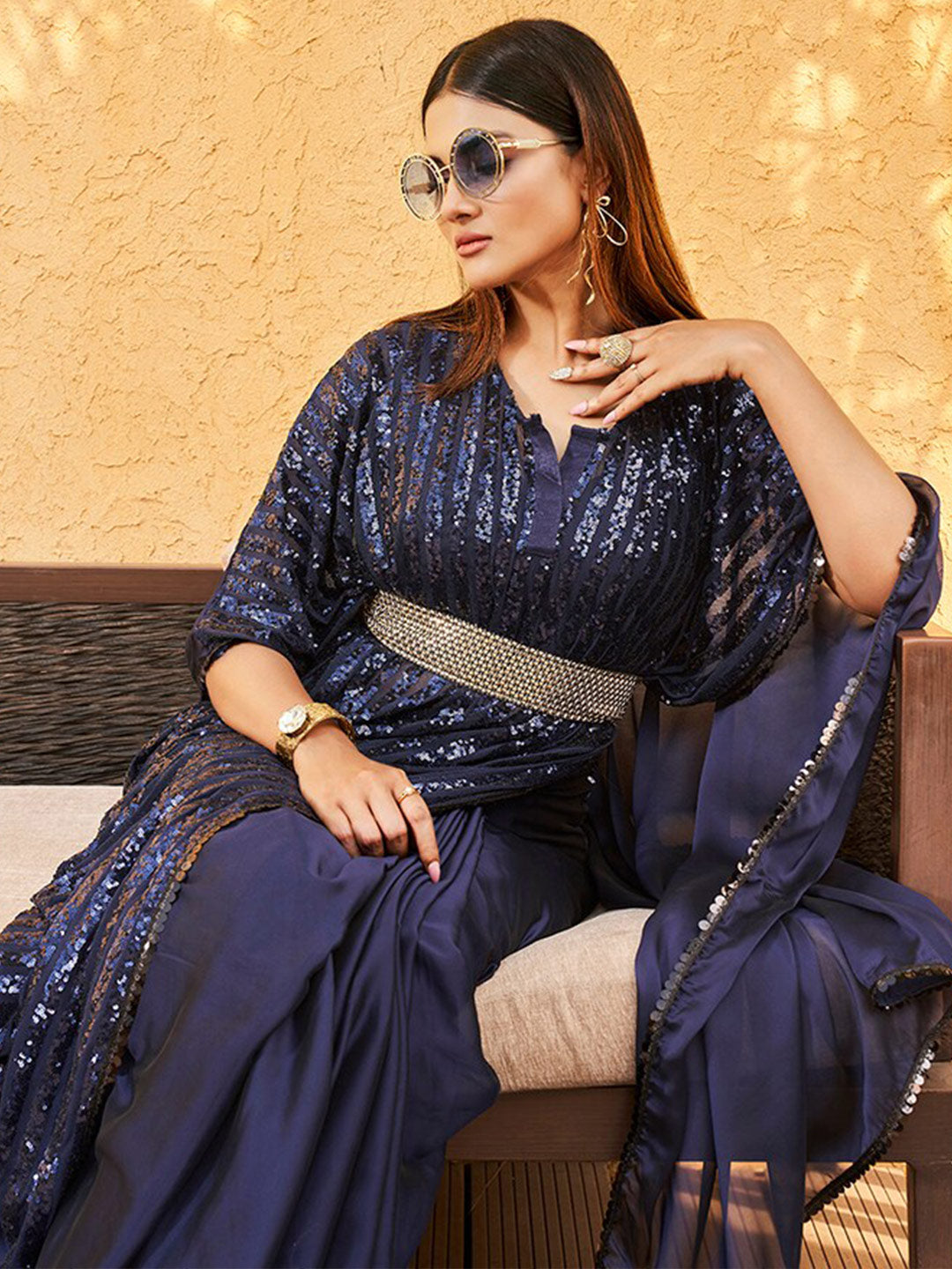 Tikhi Imli Embellished Kaftan Saree - Distacart