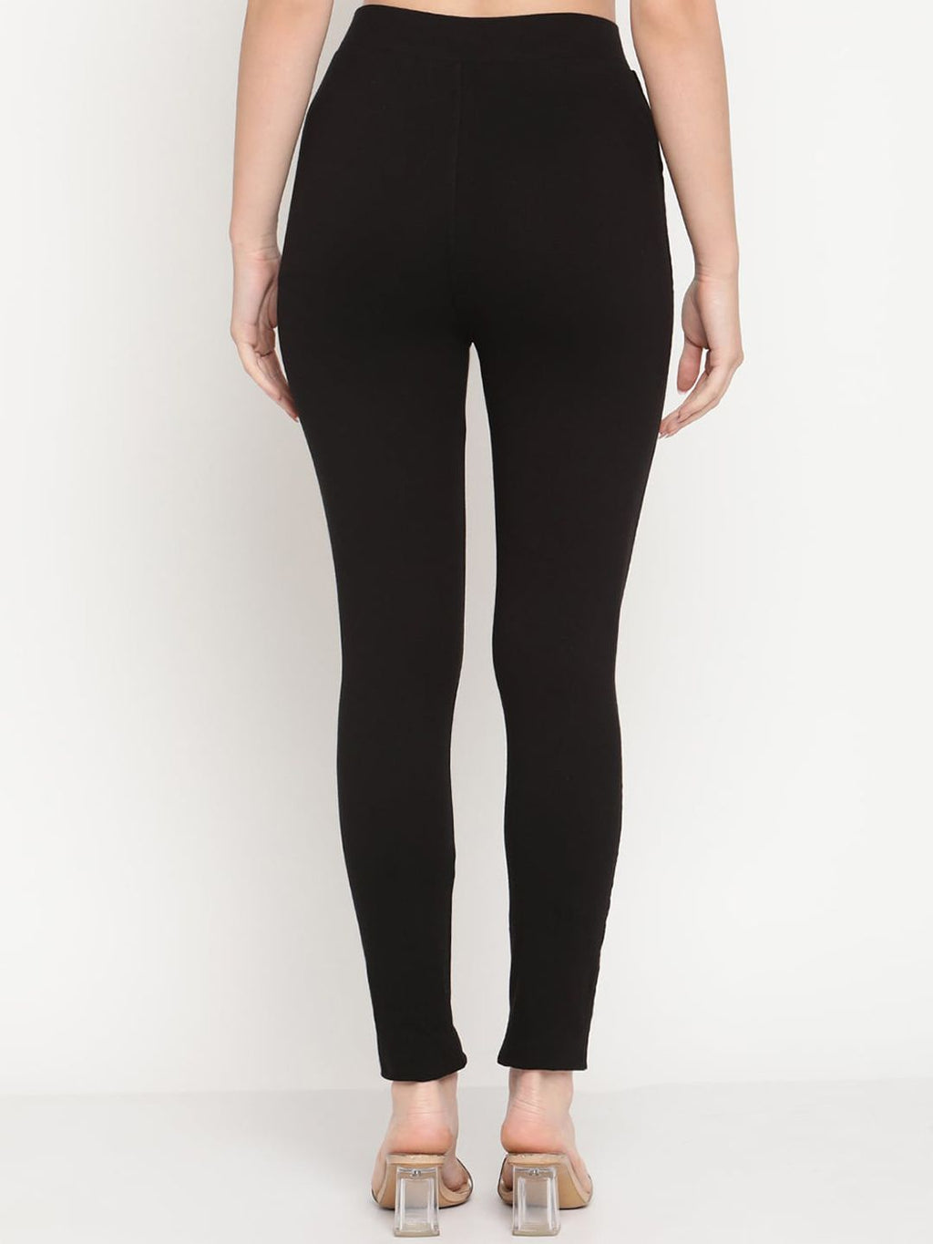 TAG 7 Set Of 2 Maroon & Black Solid Leggings