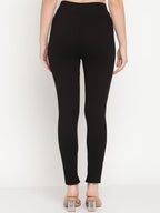 TAG 7 Set Of 2 Maroon & Black Solid Leggings