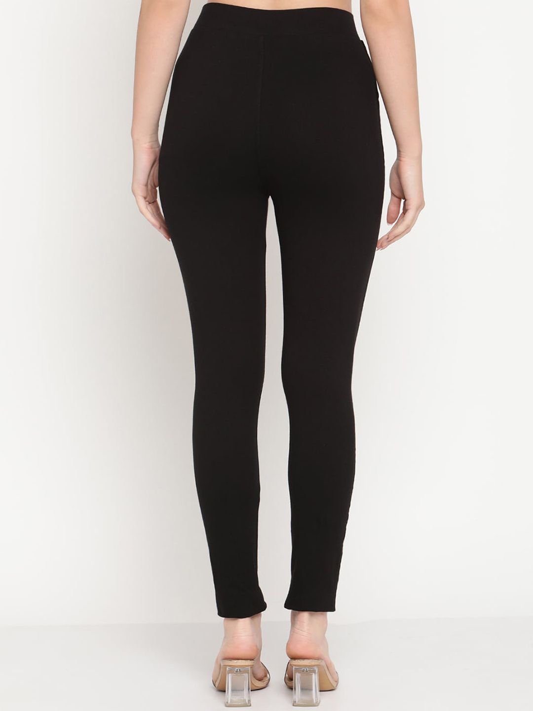 TAG 7 Set Of 2 Maroon & Black Solid Leggings