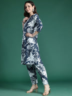 Indo Era Floral Printed Pure Cotton Kurta with Trousers - Distacart