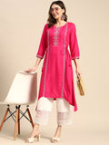 Sangria Floral Embroidered Mirror Work Kurta